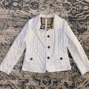 Burberry White Quilted Spring Fall Jacket Rain Coat